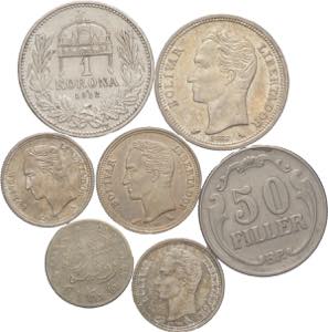 Lotto di 7 monete mondiali - metalli vari