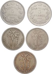 Albert I (1909-1934) - Lotto di 5 monete di ... 