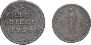 Genova - lotto di 2 monete da 2 soldi 1814 e ... 