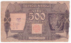 Regno dItalia - Banco di Napoli -  500 lire ... 