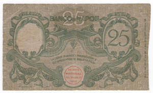 Regno dItalia - Banco di Napoli - lire 25 - ... 