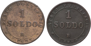 Lotto di 2 monete da 1 soldo 1867 - Pio IX, ... 