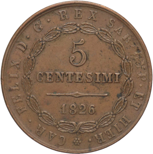 Carlo Felice (1821-1831) - 5 centesimi 1826 