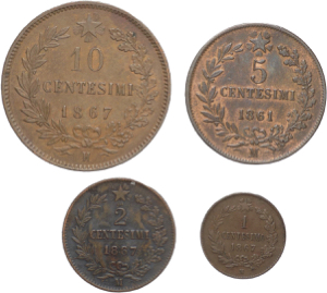 Lotto di 4 monete Vittorio Emanuele II ... 