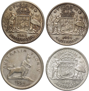 Australia - Lotto di 4 monete da 1 Florin ... 