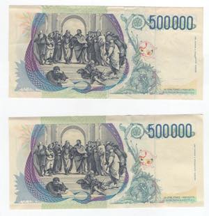 Lotto di 2 banconote da 500.000 lire ... 