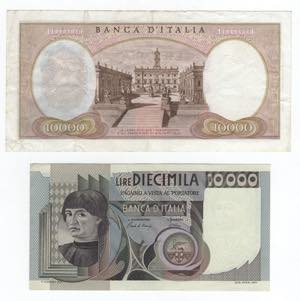 Repubblica - lotto 2 banconote da 10.000 Lire