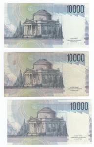 Repubblica - lotto 3 banconote da 10.000 ... 