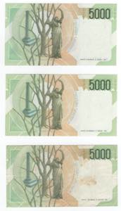 Repubblica - lotto di 3 banconote da 5.000 ... 