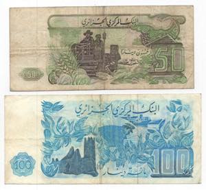 Algeria - Lotto di 2 banconote 100 e 50 ... 