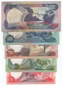 Angola - lotto di 5 banconote