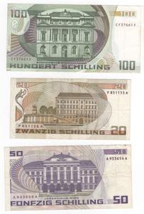 Austria - lotto di 3 banconote