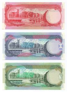 Barbados - lotto di 3 banconote