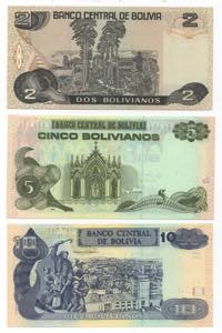 Bolivia - lotto di 3 banconote