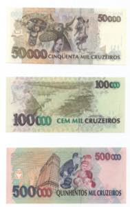 Brasile - lotto di 3 banconote