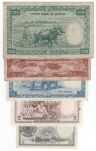 Burma - lotto di 5 banconote