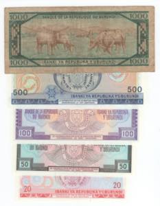 Burundi - lotto di 5 banconote