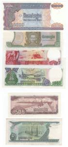 Cambogia - lotto di 6 banconote