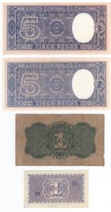 Cile - lotto di 4 banconote