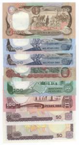 Colombia - lotto di 8 banconote
