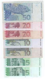Croazia - lotto di 7 banconote