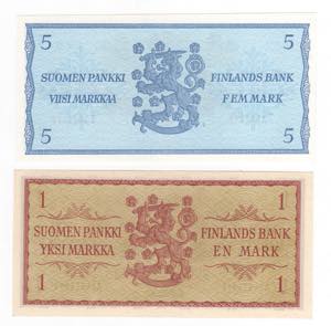 Finlandia - lotto di 2 banconote