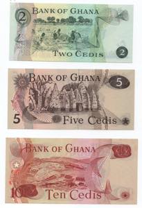 Ghana - lotto di 3 banconote