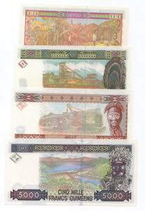Guinea - lotto di 4 banconote