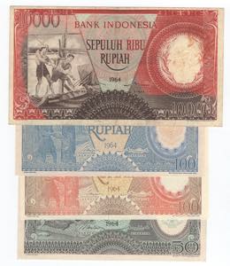 Indonesia - lotto di 4 banconote