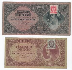 Ungheria lotto 2 banconote 10.000 e 1.000 ... 