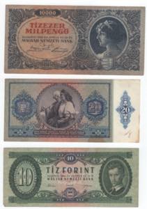Ungheria lotto 3 banconote 10.000, 20, 10 ... 