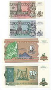 Zaire - lotto di 4 banconote