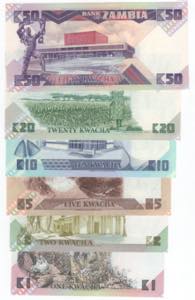 Zambia - lotto di 6 banconote