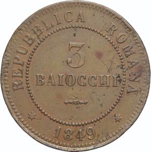 Seconda Repubblica Romana - 3 Baiocchi 1849 ... 
