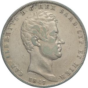 5 lire 1847 Carlo ... 