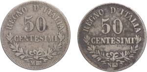 Lotto di 2 monete da 50 Centesimi 1863 - ... 