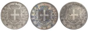 Lotto di 3 monete da 5 lire 1869/1870/1874 - ... 