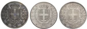 Lotto di 3 monete da 5 lire 1869/1872/1875 - ... 