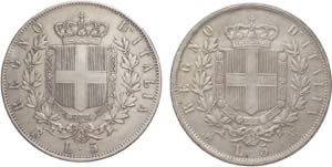 Lotto di 2 monete da 5 lire 1873/1878 - ... 