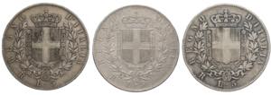 Lotto di 3 monete da 5 lire 1875/1876/1877 - ... 