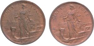 Lotto di 2 monete da 1 centesimi 1909-1915 - ... 