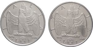 Lotto 2 monete da 1 Lira 1939 - Vittorio ... 