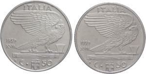 Lotto 2 monete da 50 centesimi 1939 - ... 