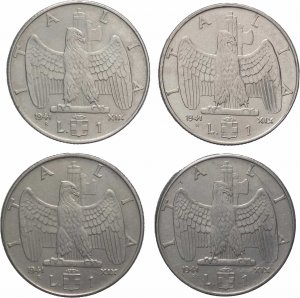 Lotto di 4 monete da 1 Lira 1941 - Vittorio ... 