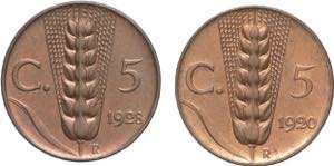 Lotto 2 monete da 5 centesimi 1920-1928 - ... 