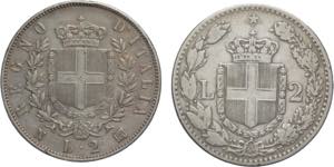 lotto 2 monete da 2 Lire 1863/1884 - ... 