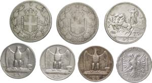 lotto 7 monete Umberto I e Vittorio Emanuele ... 