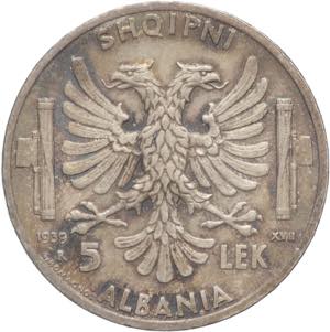 Albania Italiana - 5 Lek 1939 - Vittorio ... 