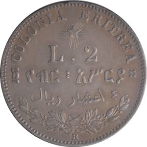 Eritrea Italiana - 2 Lire 1890 - Umberto I ... 