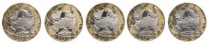 lotto di 5 monete 1000 Lire bimetalliche - ... 